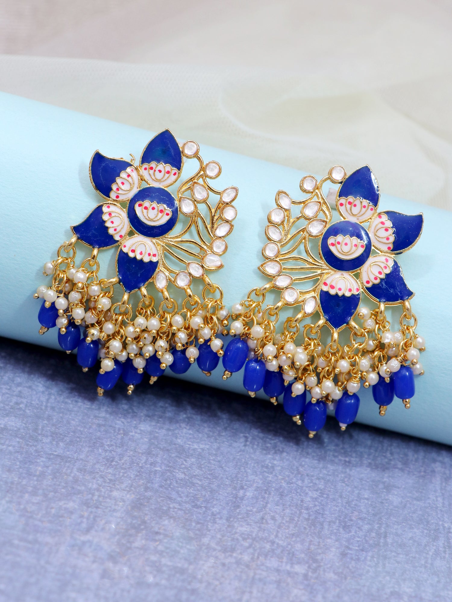 Peacock Blue Earrings for Gown by FashionCrab® - FashionCrab.us